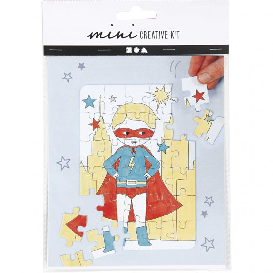 kleur je eigen puzzel superheld 15x18 cm 5-delig