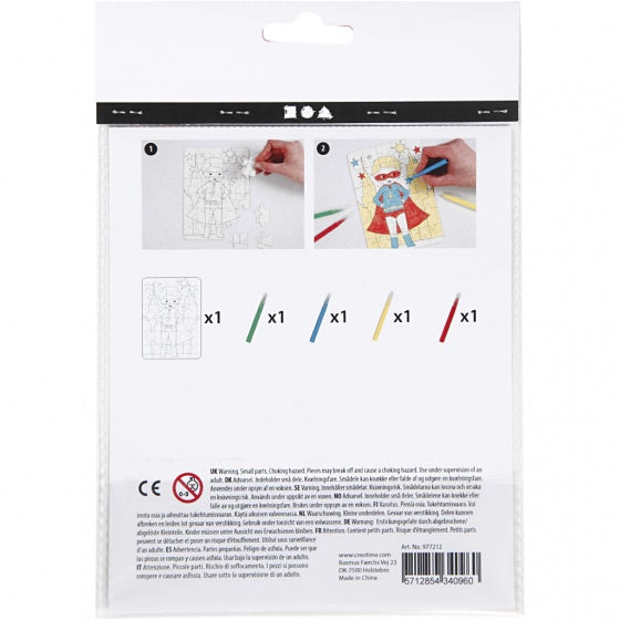 kleur je eigen puzzel superheld 15x18 cm 5-delig