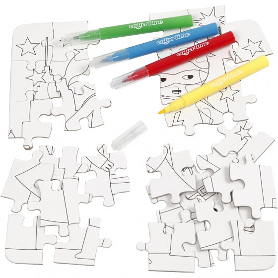 kleur je eigen puzzel superheld 15x18 cm 5-delig