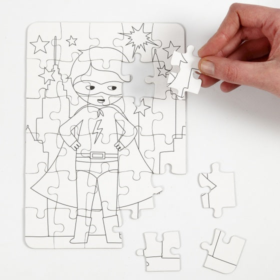 kleur je eigen puzzel superheld 15x18 cm 5-delig