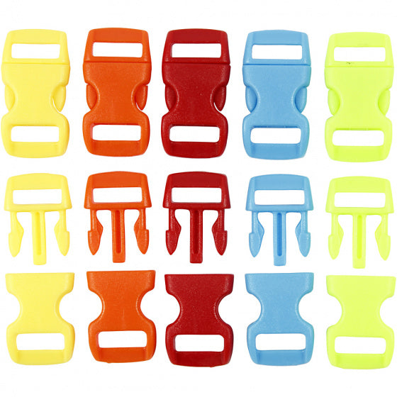 klik sluiting kunststof blauw, groen, geel, oranje, rood 15 mm