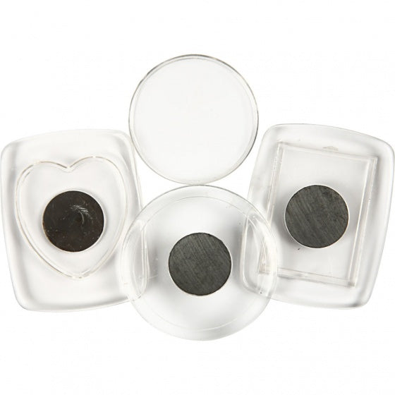koelkastmagneten 25 - 45 mm rond 3 stuks transparant