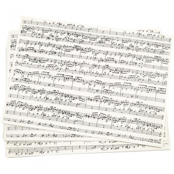 kraft papier muzieknoten zwart/wit 21 x 29,7 cm 10 stuks