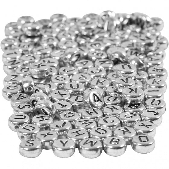 kralen 1500 stuks zilveren letters