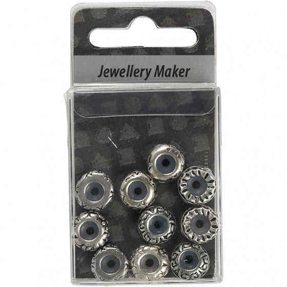 kralen met silicone stopper 10 mm 10 stuks verzilverd