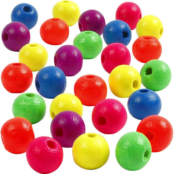 kralen Neonmix junior 16 mm hout 16 gram