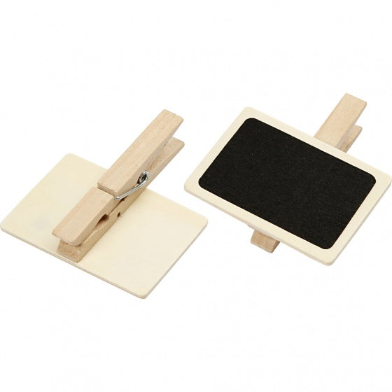 krijtbordjes met wasknijpers 6,8 x 4,7 cm hout 6 stuks