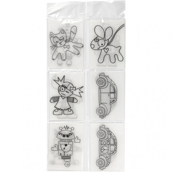 krimpfolie met auto's en robot's 14,5 cm 36 stuks