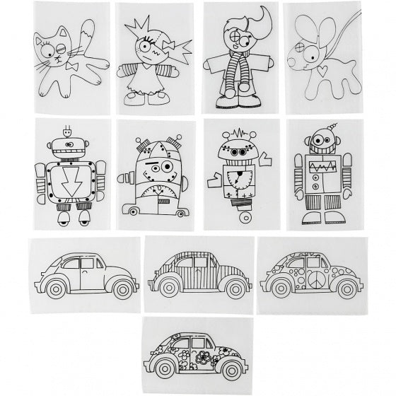 krimpfolie met auto's en robot's 14,5 cm 36 stuks