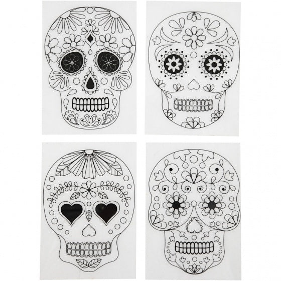 krimpfolie met doodskoppen 14,5 cm 4 stuks