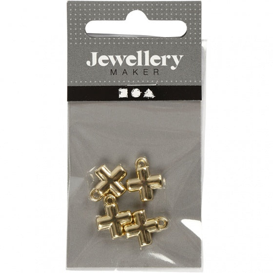 kruisjes 10 x 10 mm 4 stuks goud
