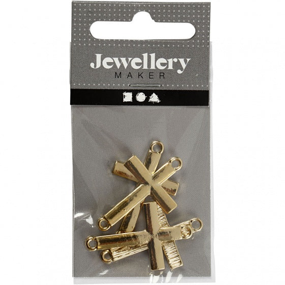 kruisvormige bedels 2 x 3 cm 4 stuks goud