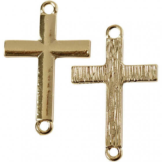 kruisvormige bedels 2 x 3 cm 4 stuks goud