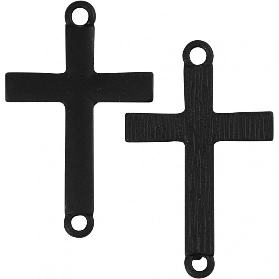 kruisvormige bedels 2 x 3 cm 4 stuks zwart