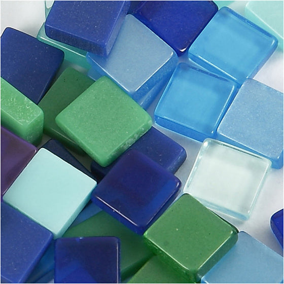 Mini Mozaiek Blauw/Groen 5x5mm, 25 gram