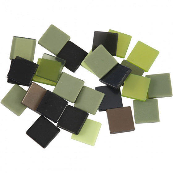 Mini Mozaiek Groen Glitter 10x10mm, 25 gram