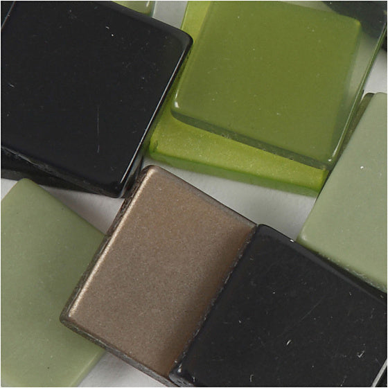 Mini Mozaiek Groen Glitter 10x10mm, 25 gram