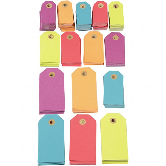 labels set multicolor 3 x 6 cm karton 500 stuks