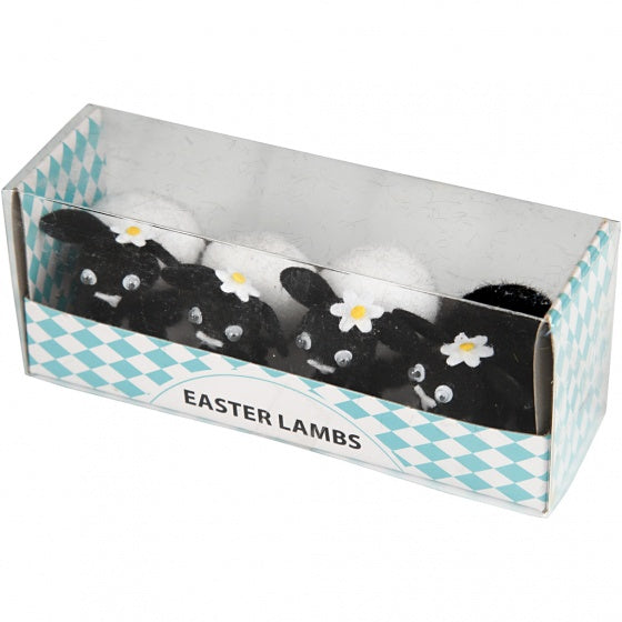 lammetjes 4 stuks 3,5 cm zwart/wit