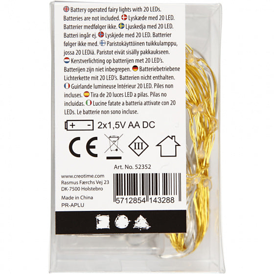 lichtsnoer 20 lampjes goud LED 3,15m