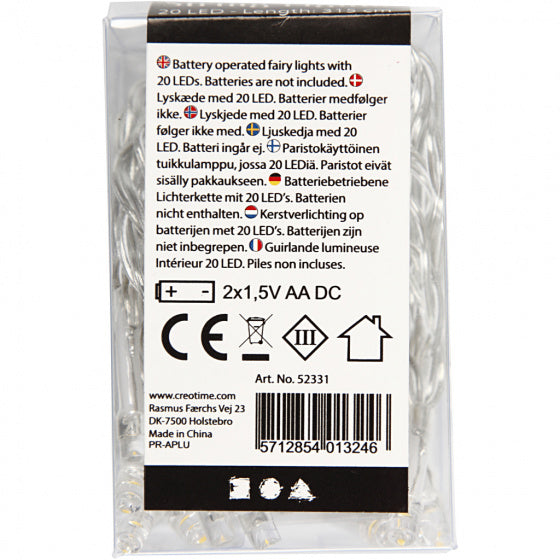lichtsnoer 20 lampjes transparant LED 3,15m