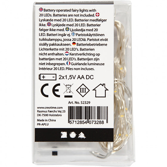 lichtsnoer 20 lampjes zilver LED 3,15m