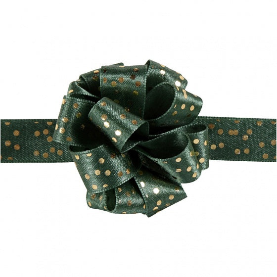 lint 5 m 18 mm groen met gouden stippen