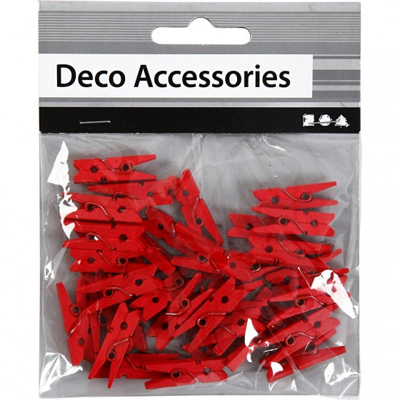 mini wasknijpers 2,5 x 0,3 cm rood 36 stuks
