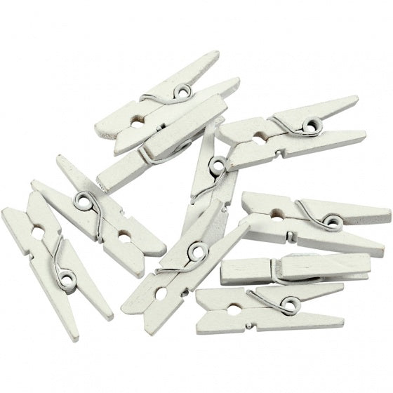 mini wasknijpers 2,5 x 0,3 cm wit 36 stuks