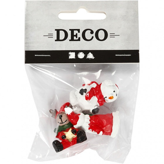miniatuur kerstfiguren 3 stuks 3,5 cm multicolor
