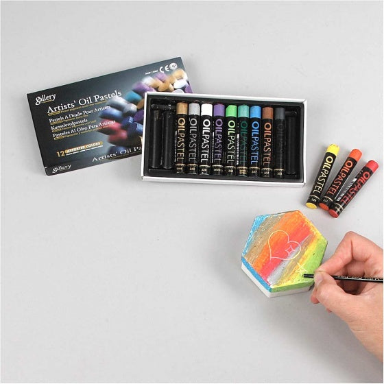 Gallery oliepastel multicolor 7 cm 12 stuks