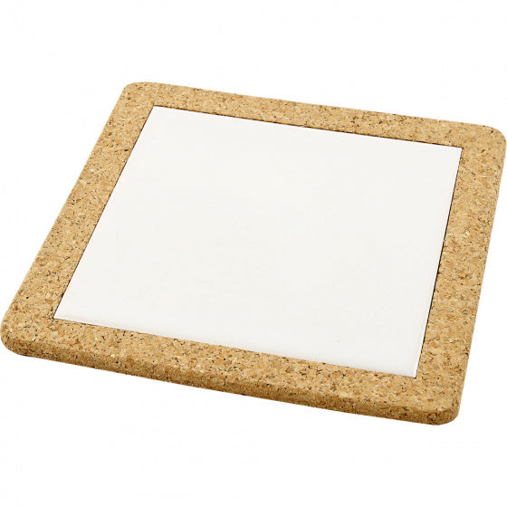 onderzetter 19 x 19 cm porselein/kurk wit 10 stuks