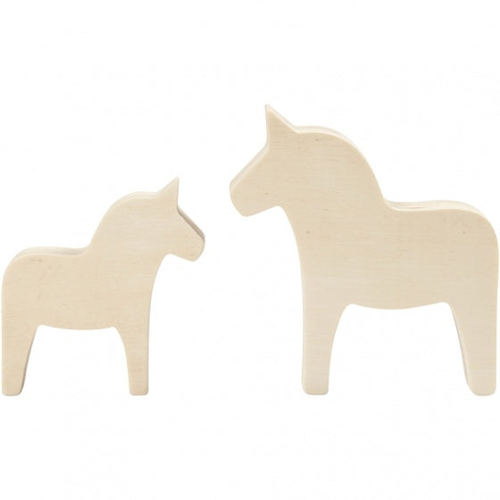 paard 10 x 9,5 cm hout naturel 2 stuks