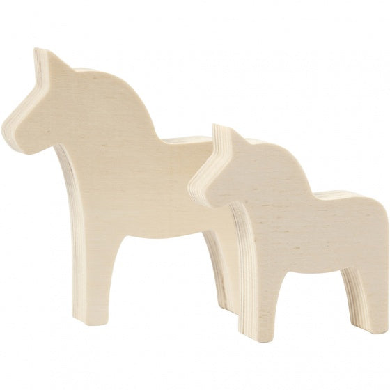 paard 10 x 9,5 cm hout naturel 2 stuks