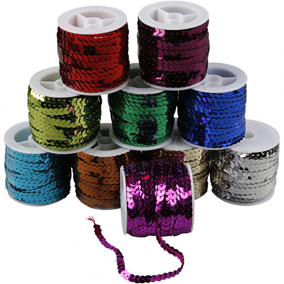 pailletten lint diverse kleuren 6 mm 10x10 m