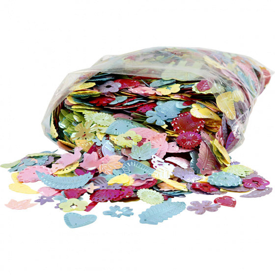 paillettenmix carnaval helder gekleurd 15-45 mm 400 gram