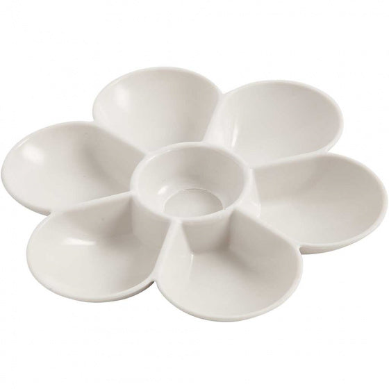 palet bloemvorm wit 17,5 cm 7 vakken plastic