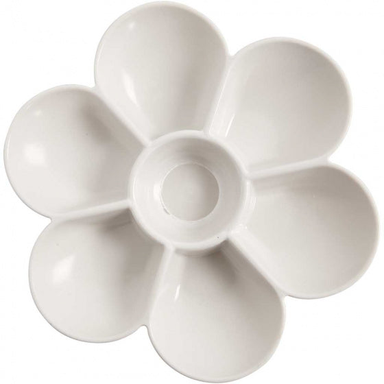 palet bloemvorm wit 17,5 cm 7 vakken plastic