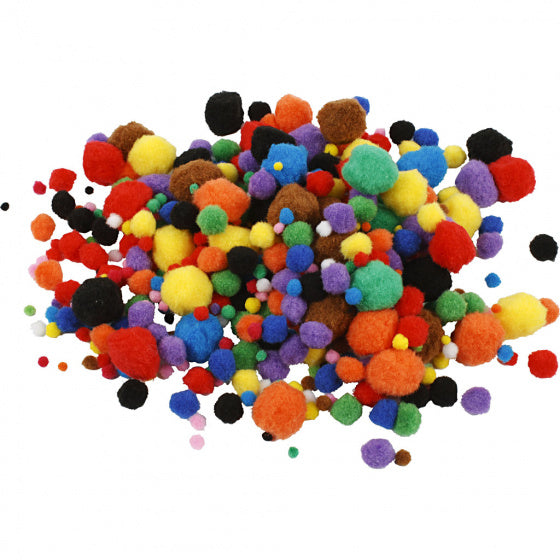 Pompom mix 5-40 mm 150 stuks