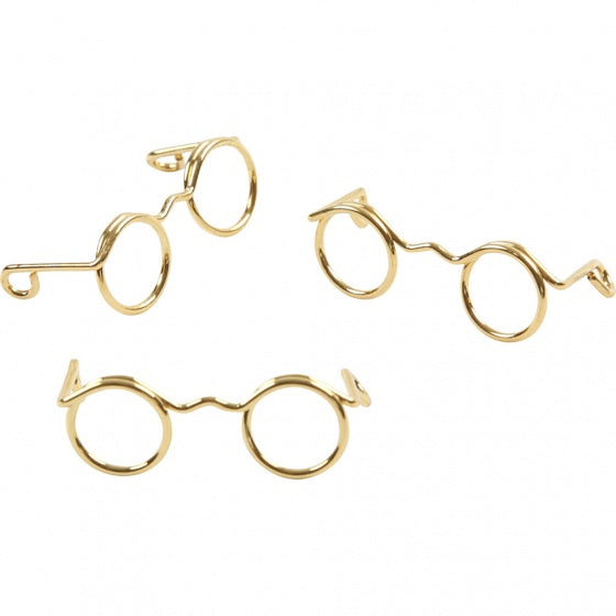 Poppenbril 25 mm goud 10 stuks