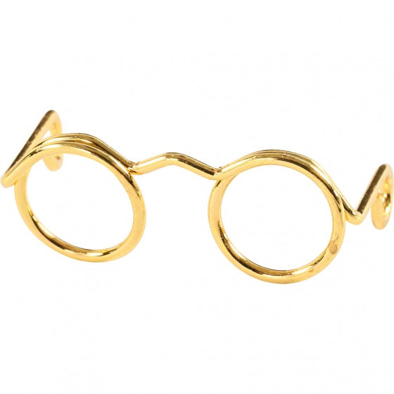 Poppenbril 25 mm goud 10 stuks