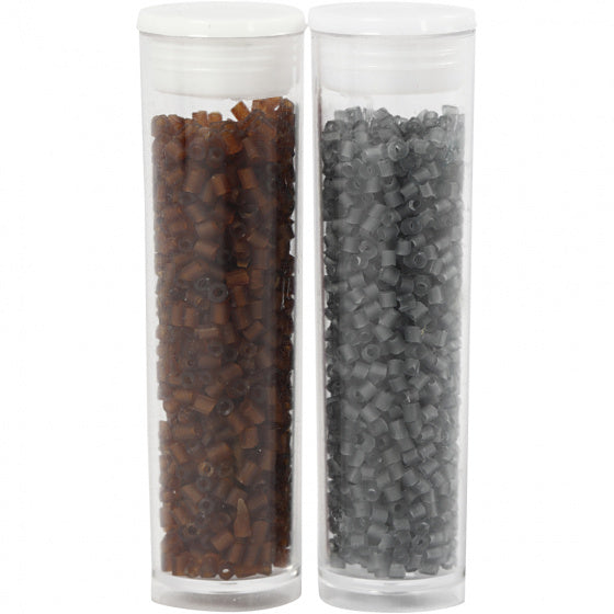 Rocailles 1,7 mm bruin/transparant grijs