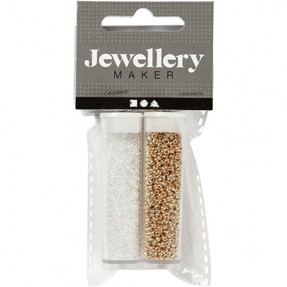 Rocailles 1,7 mm roségoud/wit