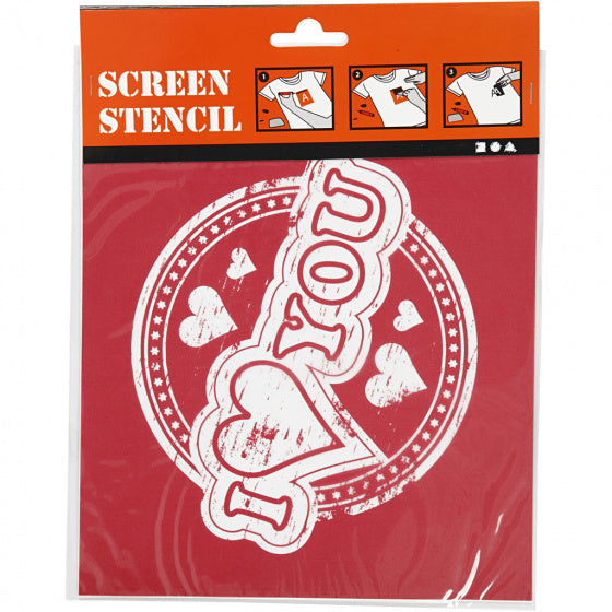 screen stencil I love you 20 x 22 cm