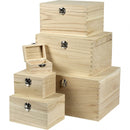 set houten dozen met sluiting unisex 6 stuks