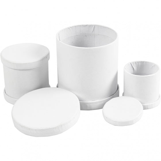 set Trommeldozen karton 4-5-6,5 cm wit 3 stuks