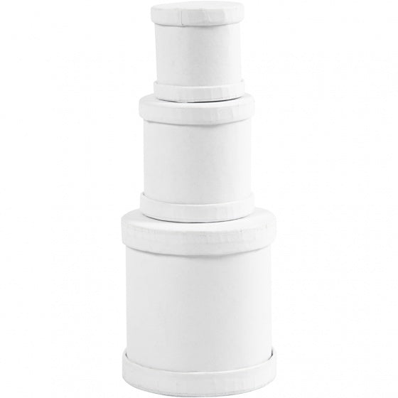 set Trommeldozen karton 4-5-6,5 cm wit 3 stuks