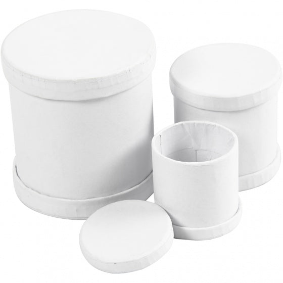 set Trommeldozen karton 4-5-6,5 cm wit 3 stuks