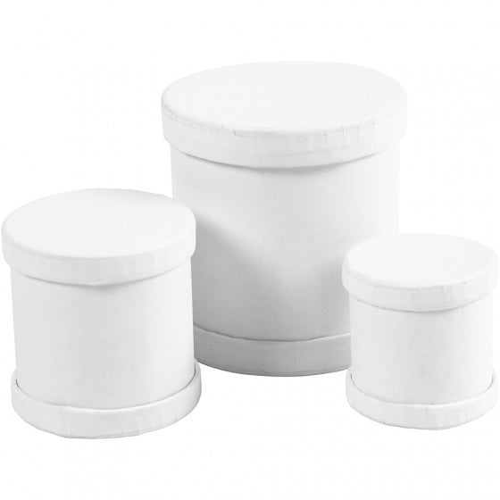 set Trommeldozen karton 4-5-6,5 cm wit 3 stuks
