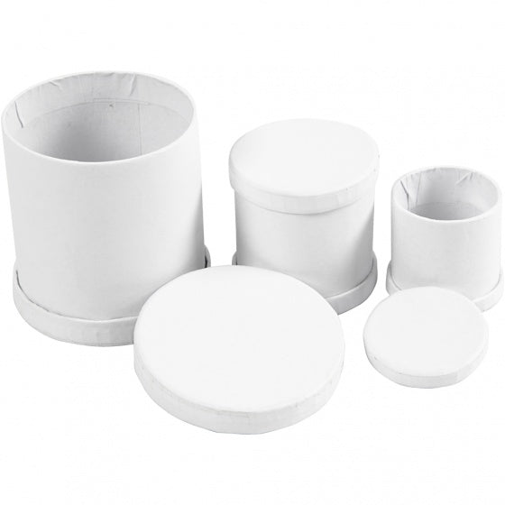 set Trommeldozen karton 4-5-6,5 cm wit 3 stuks